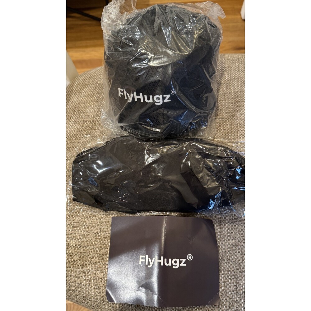 New Black Flyhugz Black Neck Pillow & Sleep Mask Set